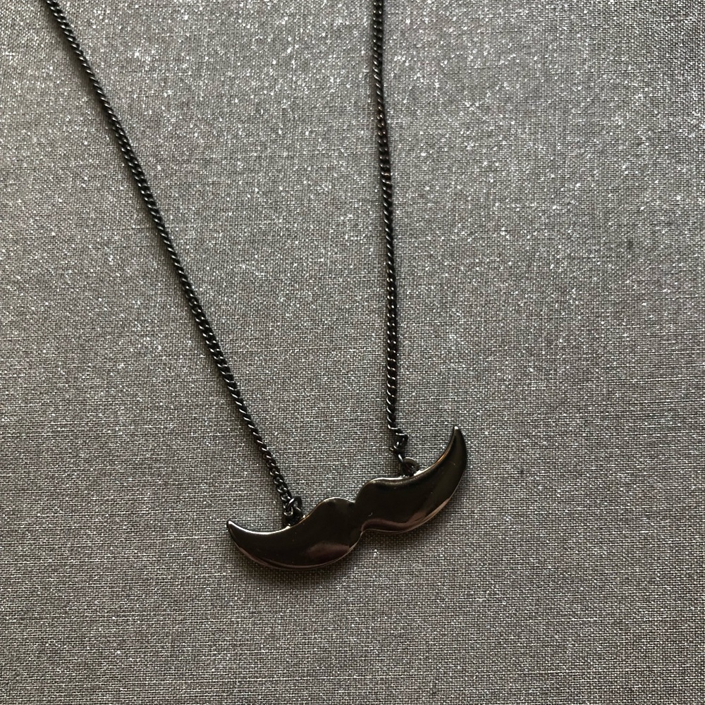 Long Black Mustache Necklace
